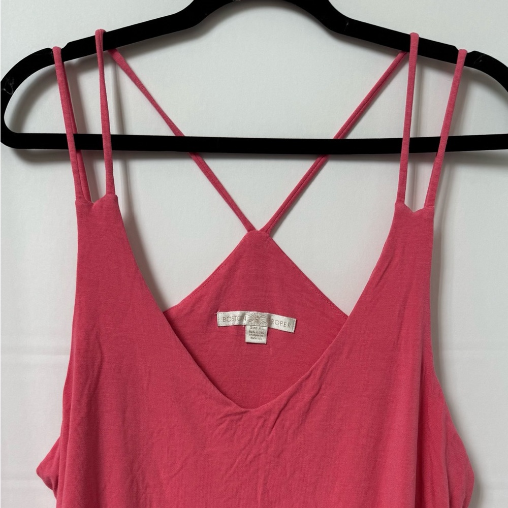 Boston Proper Pink Double Spaghetti Straps Tank, Camisole Style Top XL Casual